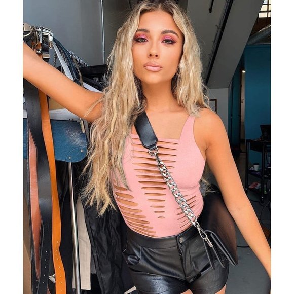 Women's Sexy Summer Cut Out Sleeveless  - Pink - Picture 3 of 8